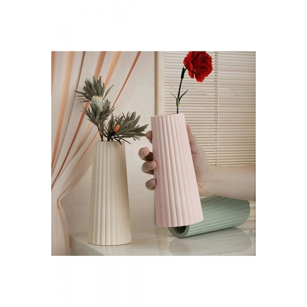 Bohem Tarz Büyük Boy Vazo Çizgili İskandinav Vazo