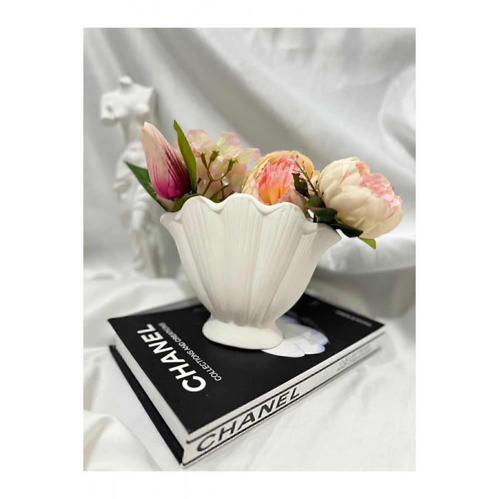 Istiridye Vazo, Dekoratif Vazo, Dekoratif Biblo Midye Vazo Deniz Kabuğu