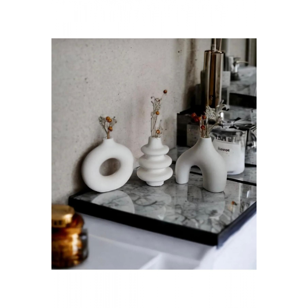 Minimal Vazo Set 3'lü Bohem Biblo Minyatür