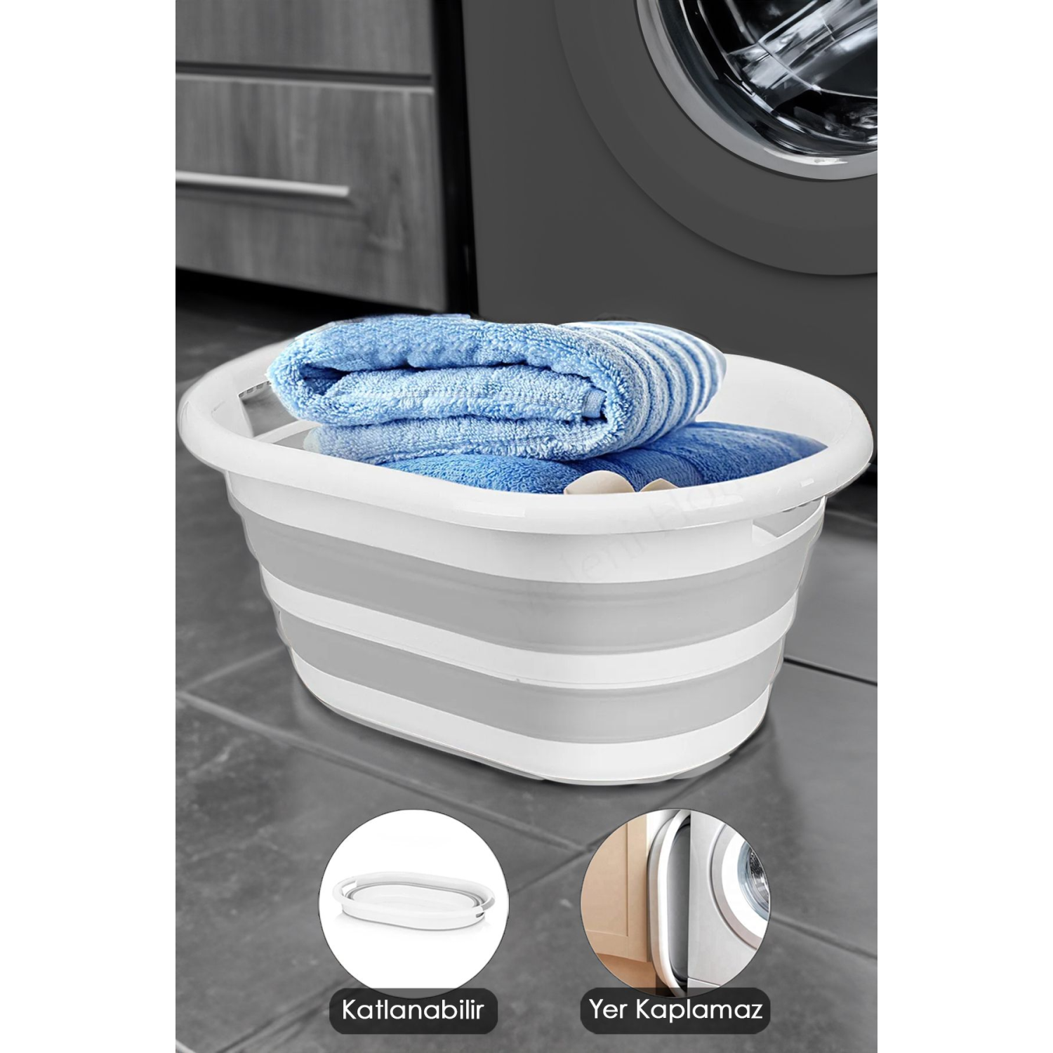 Katlanabilir Silikon Çamaşır Sepeti - Vip Akordiyon Sepet Düzenleyici