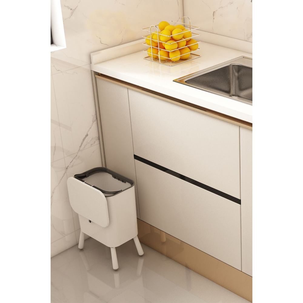 15 Litre Ayaklı Fonksiyonel Kapaklı Banyo Ve Mutfak Çöp Kovası