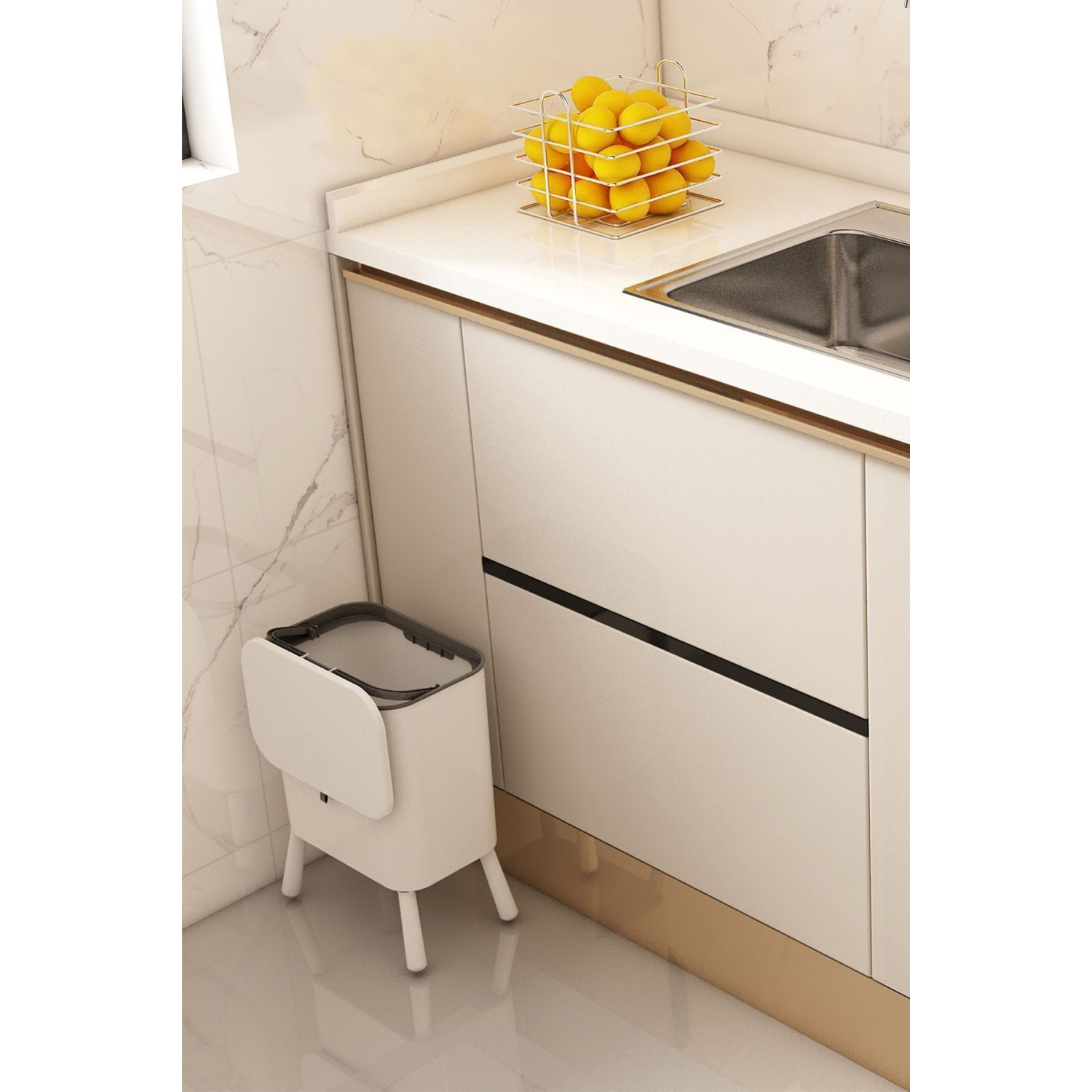 15 Litre Ayaklı Fonksiyonel Kapaklı Banyo Ve Mutfak Çöp Kovası