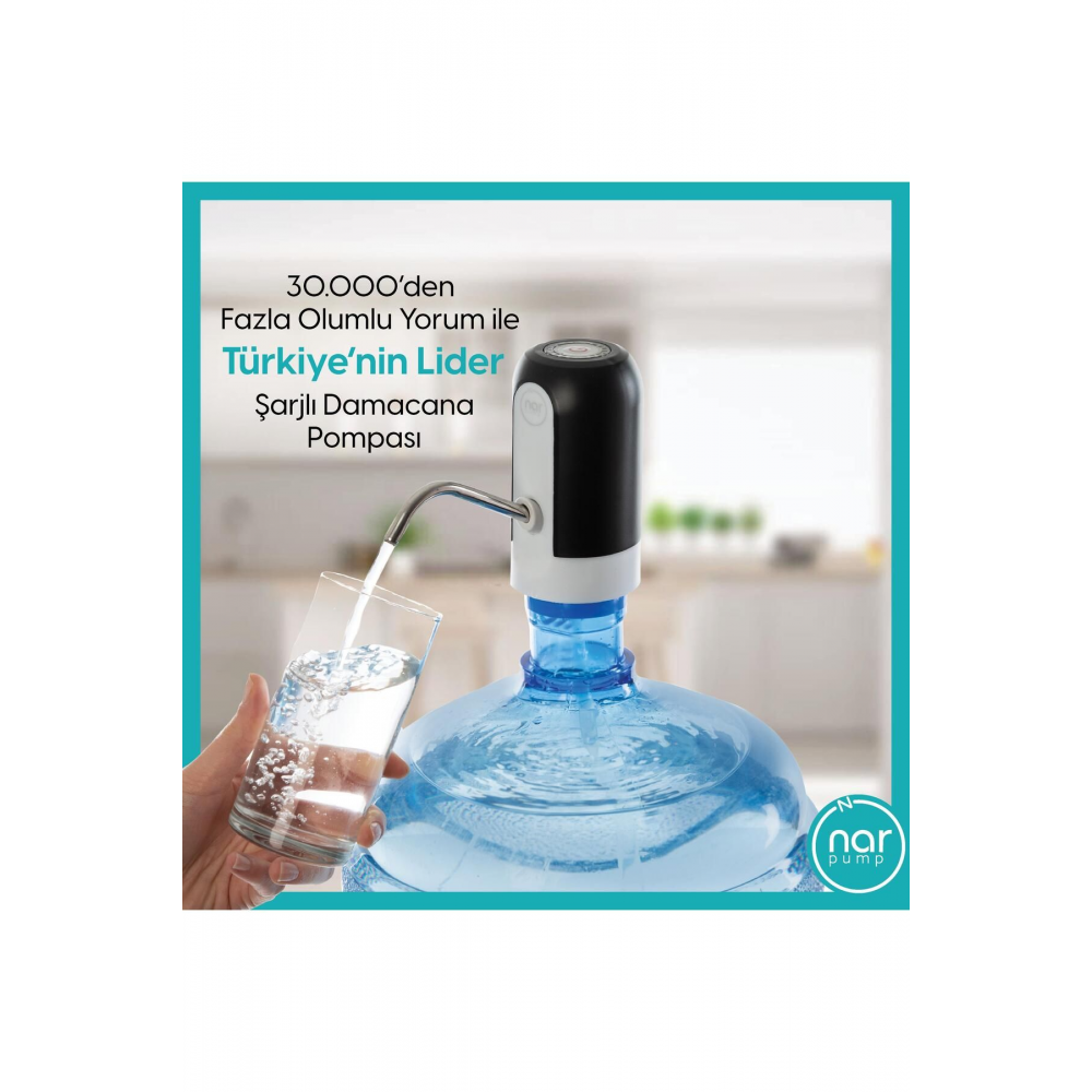 Hızlı Ve Sessiz Damacana Pompası, Usb Şarjlı Ve Otomatik, Dakikada 1.7 Litre Su Çıkışı