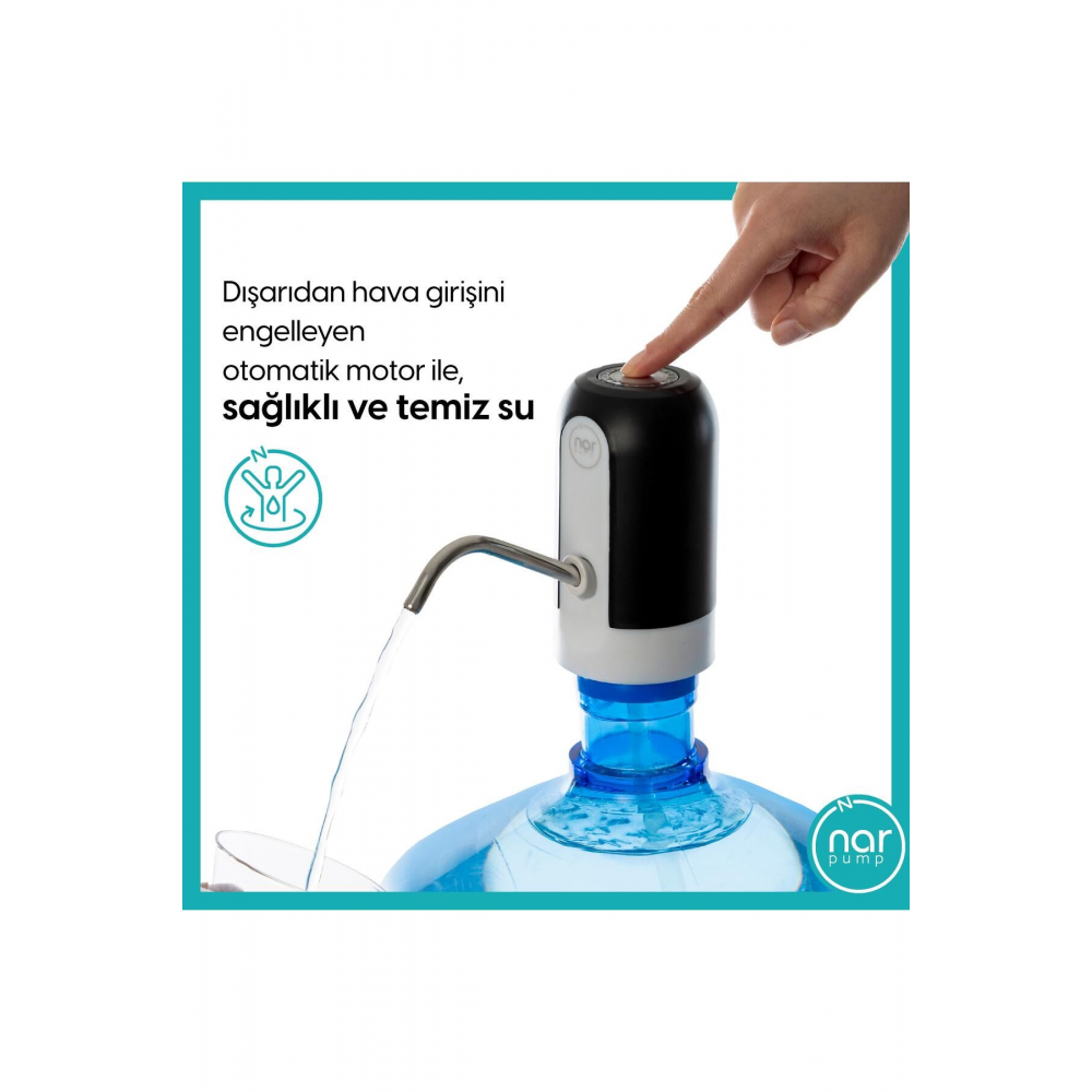 Hızlı Ve Sessiz Damacana Pompası, Usb Şarjlı Ve Otomatik, Dakikada 1.7 Litre Su Çıkışı