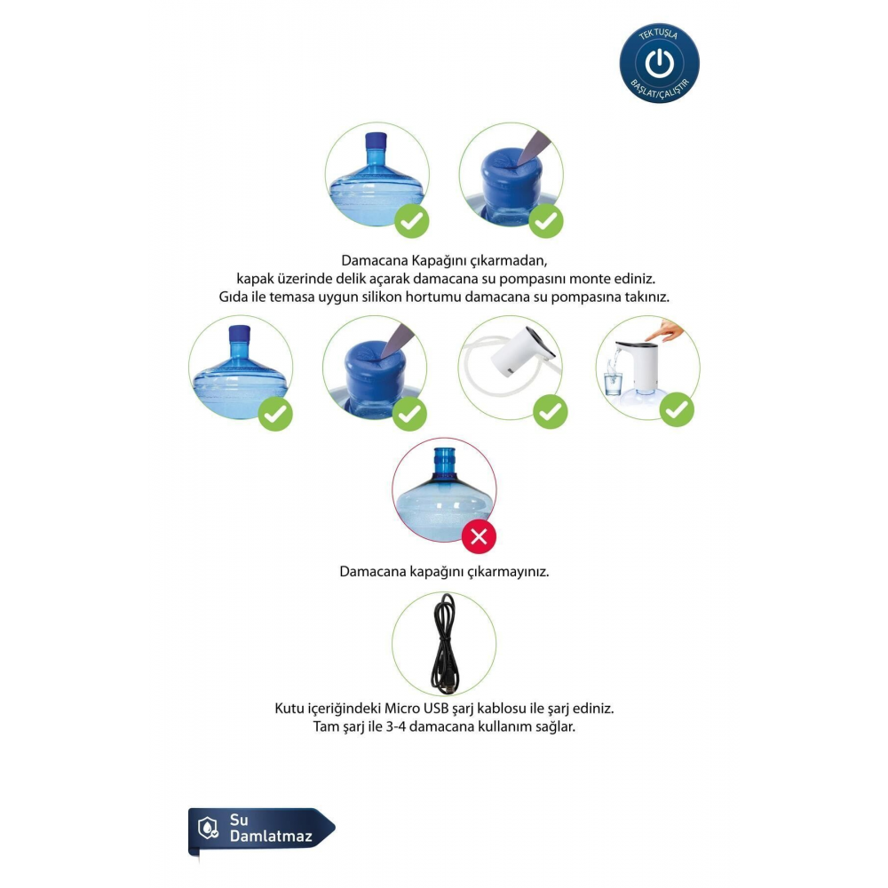 Otomatik Şarjlı Damacana Su Pompası Wp-100