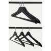 12 Adet - Ahşap Görünümlü Plastik A Kalite Siyah Elbise Kıyafet Askı