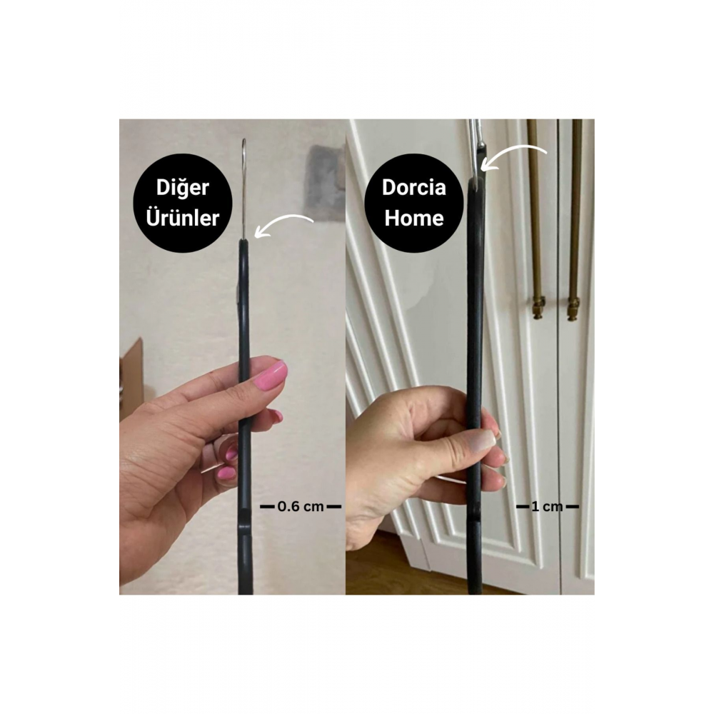 24 Adet Siyah Askı Ahşap Görünümlü Plastik A Kalite Elbise Kıyafet Askısı