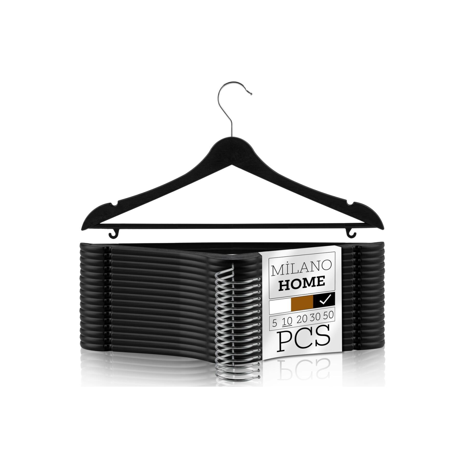 Ahşap Görünümlü Plastik Siyah Kıyafet Elbise Askısı Askılığı Gömlek Askısı Pantolon Askısı 10'lu