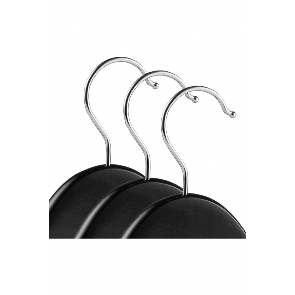 Ahşap Görünümlü Plastik Siyah Kıyafet Elbise Askısı Askılığı Gömlek Askısı Pantolon Askısı 12 Adet