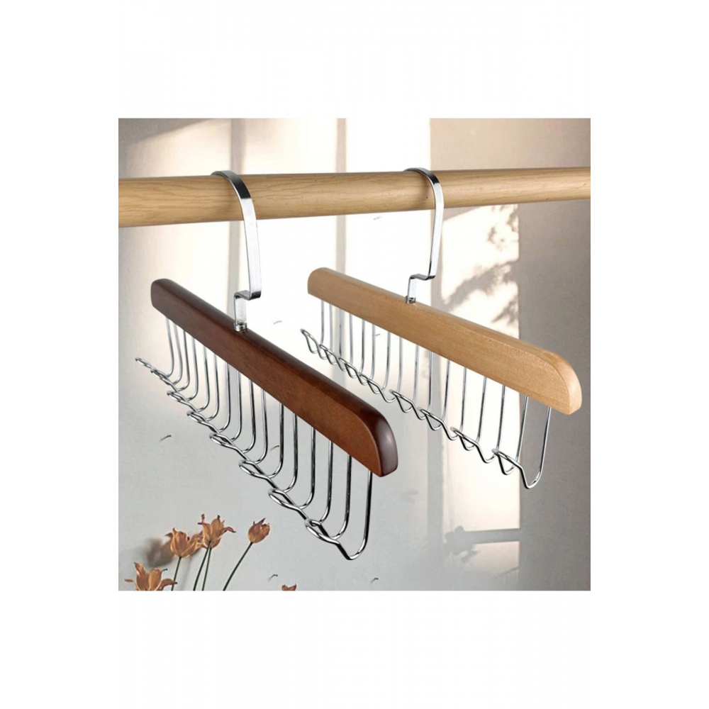 Çok Fonksiyonlu Ahşap 8 Kancalı Sütyen Eşarp Kravat Kemer Çanta Askısı