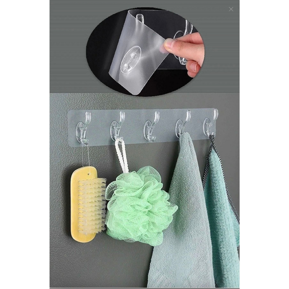 Yapışkanlı Şeffaf Duvar Askısı Banyo Mutfak Düzenleyici Askı Pratik Kanca Askılık