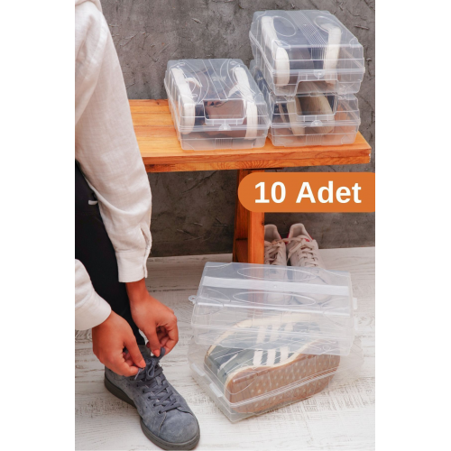 10 Adet - Ayakkabı Kutusu Şeffaf Ayakkabı Saklama Kutusu Kadın Ve Erkek