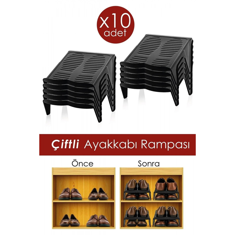 10'lu Çiftli Ayakkabı Rampası Ayakkabı Düzenleyici