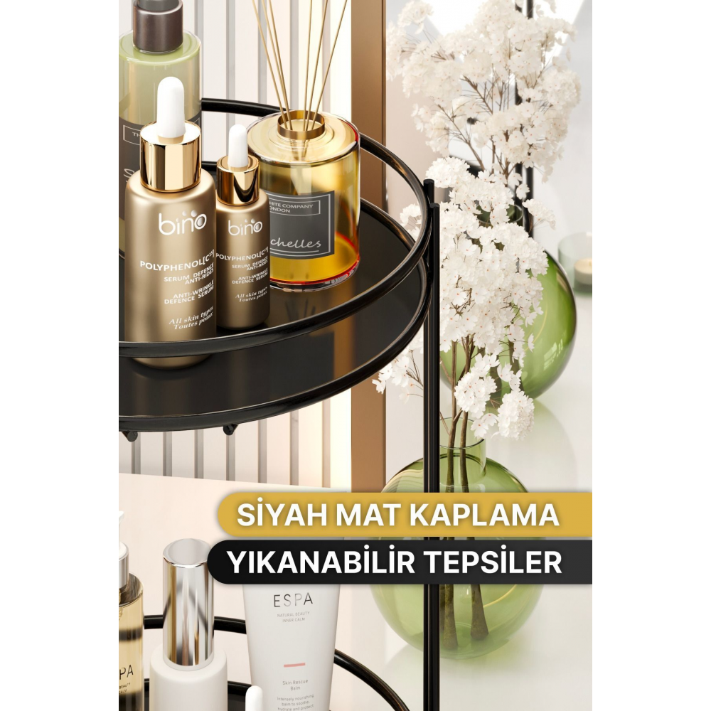 Banyo Kozmetik Takı Düzenleyici Çok Amaçlı Organizer 2 Katlı Servis Sunum Tepsisi Ikramlık