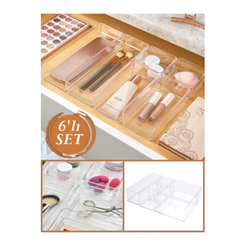 Lv 216 Ayarlanabilir Çekmece Içi Düzenleyici Set 6 Parça Takı Ve Makyaj Kutusu Kalem Organizeri