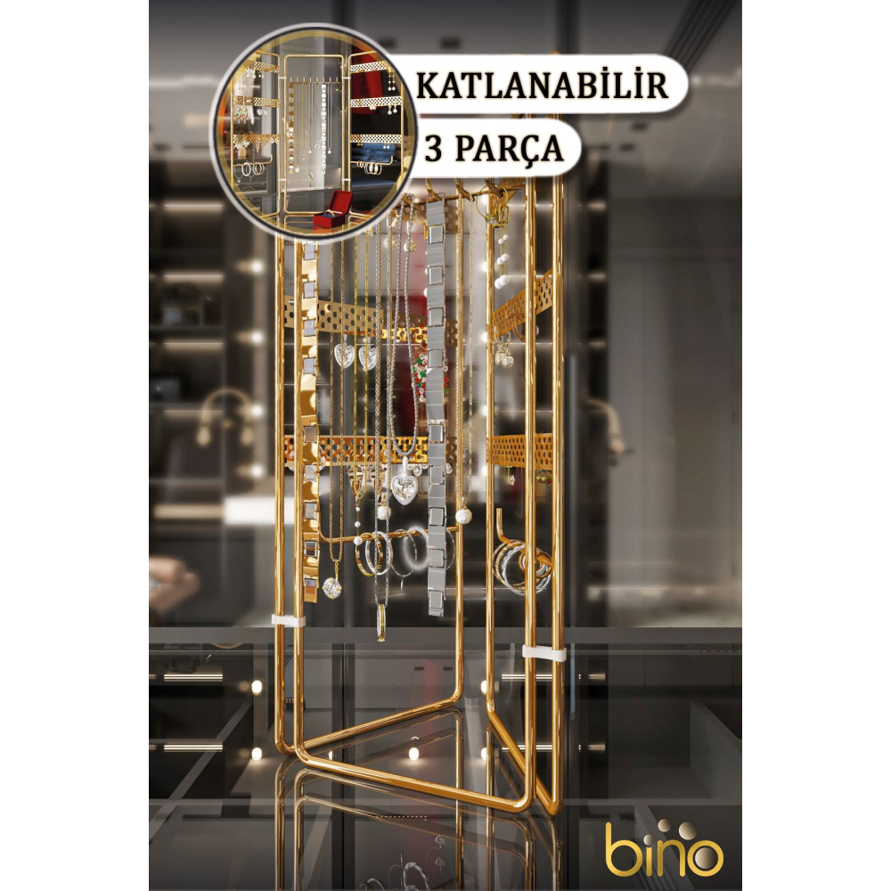 Takı Düzenleyici Organizeri Kutusu Dekoratif Takı Standı 3 Parça Kolye Yüzük Küpelik