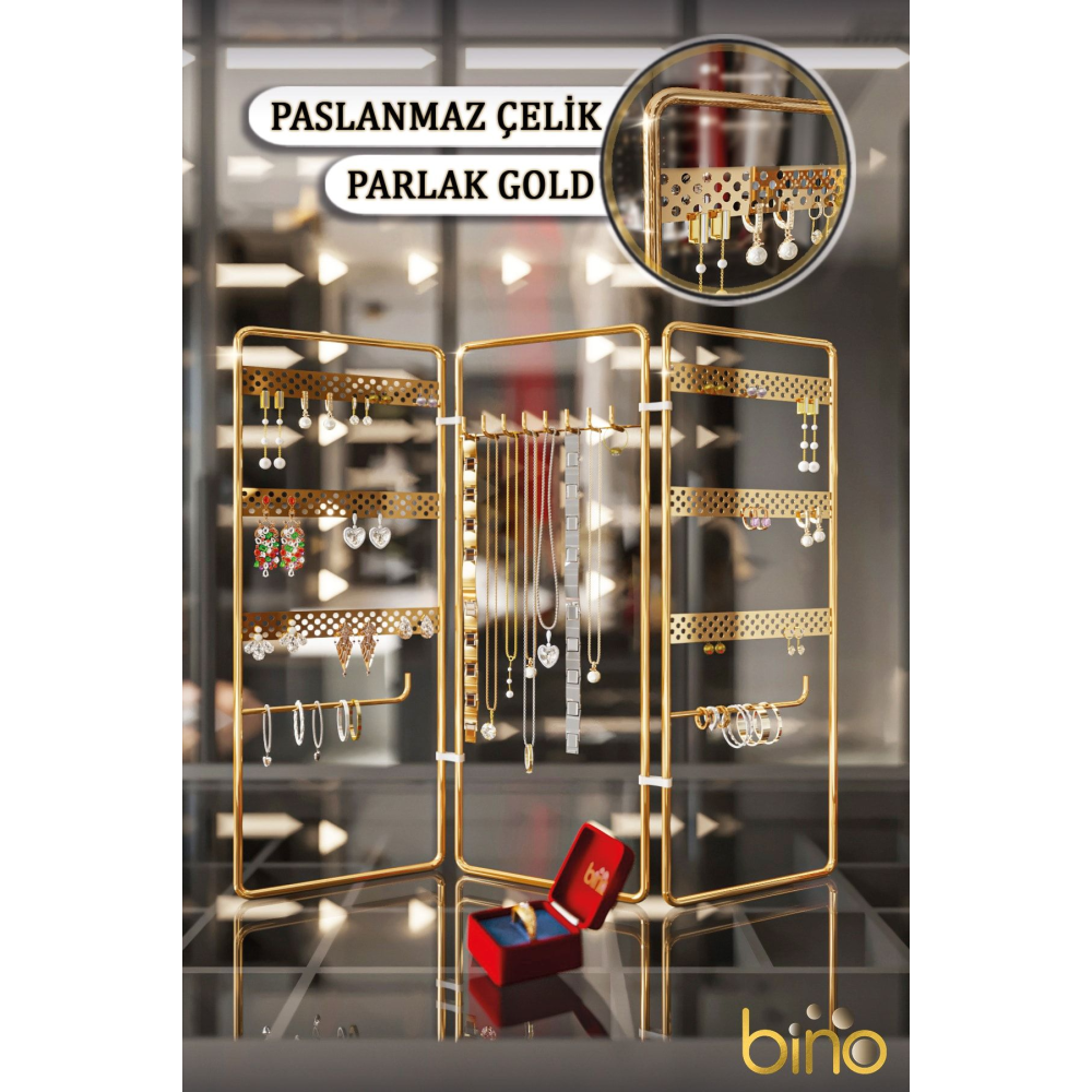 Takı Düzenleyici Organizeri Kutusu Dekoratif Takı Standı 3 Parça Kolye Yüzük Küpelik