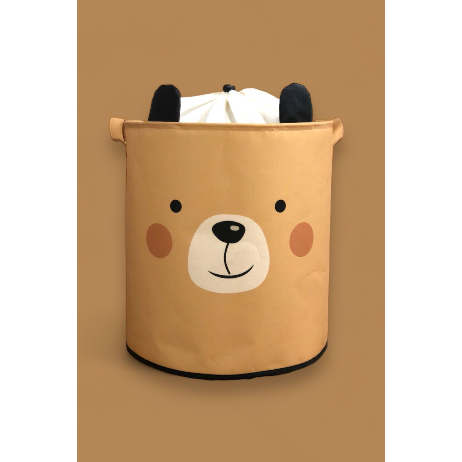 Bear Tasarımlı Ağzı Büzgülü Bebek Çocuk Odası Düzenleyici Saklama Kutusu Oyuncak Kirli Sepeti 37x40