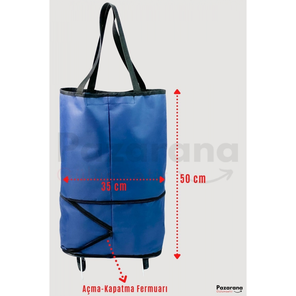 Pazar Arabası Pazar Çantası Çok Amaçlı Çanta Tekerlekli Market Çarşı Arabası