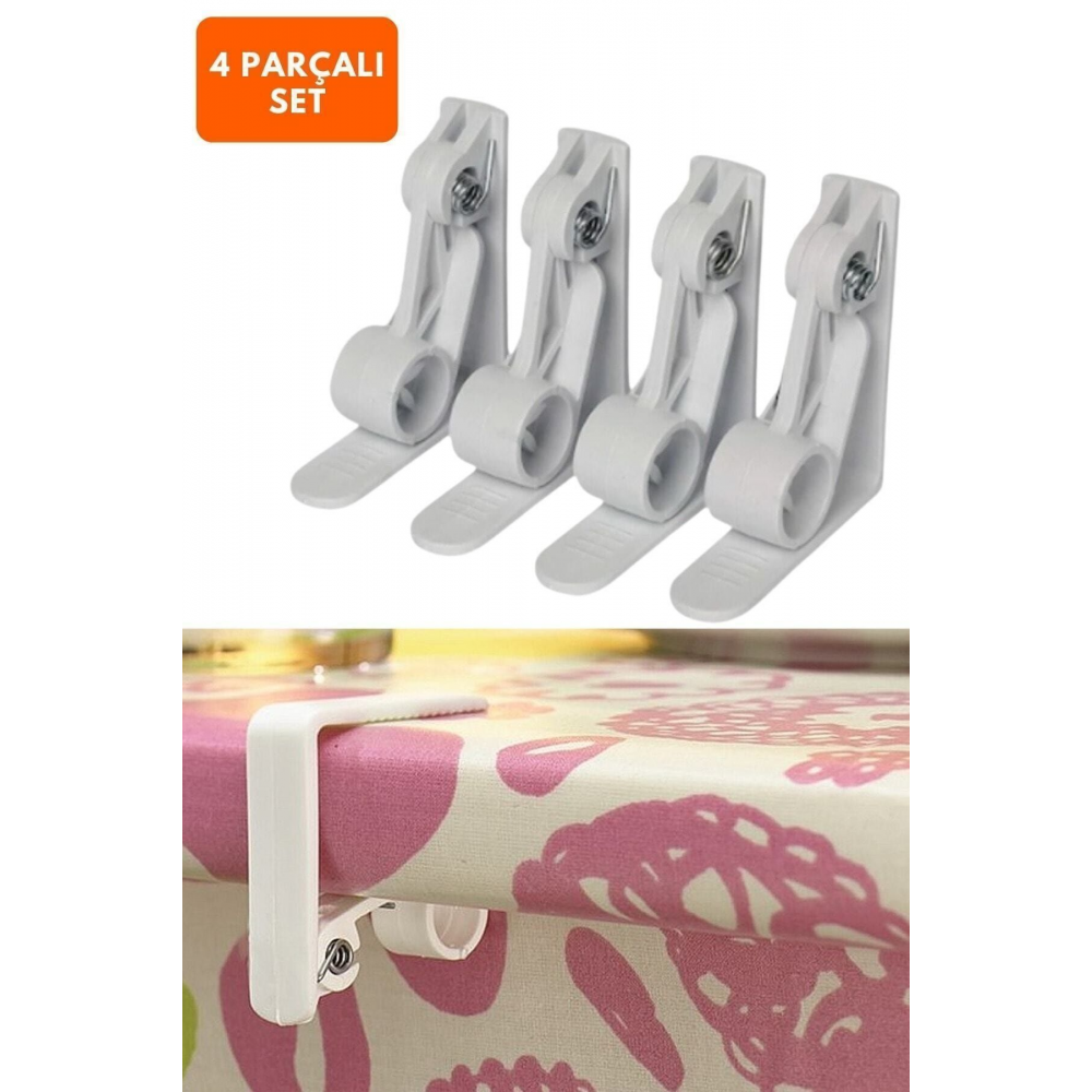Plastik Masa Mandalı Maşası Yaylı Masa Örtüsü Tutucu 4 Adet Masa Örtü Mandalı