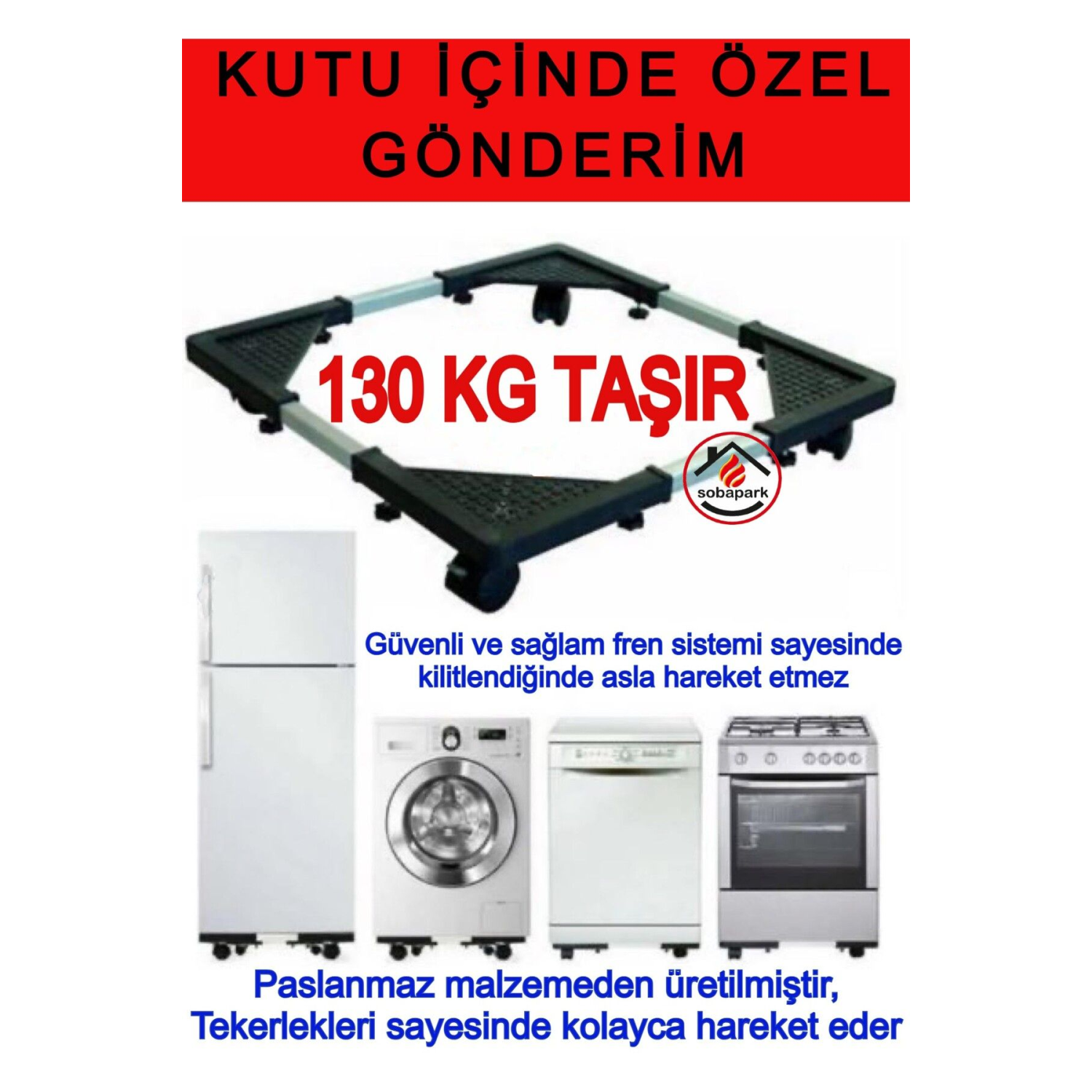 Teleskopik Çeksür Çamaşır Makinası Ve Buzdolabı Altlığı Frenli Mekanizma