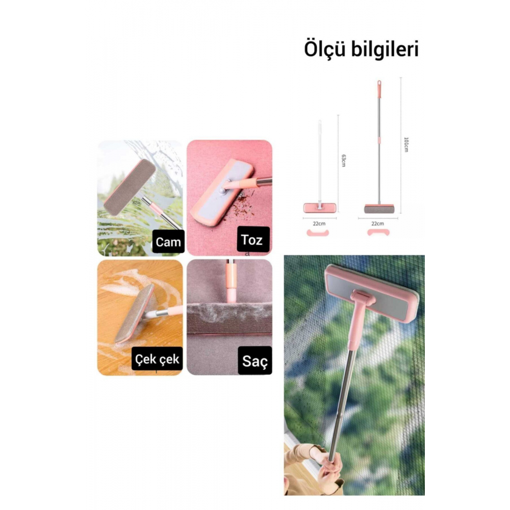 Cam Silme Aparatı Oynar Başlıklı Tüy Toplama Özelliği Yeni Çek Çek