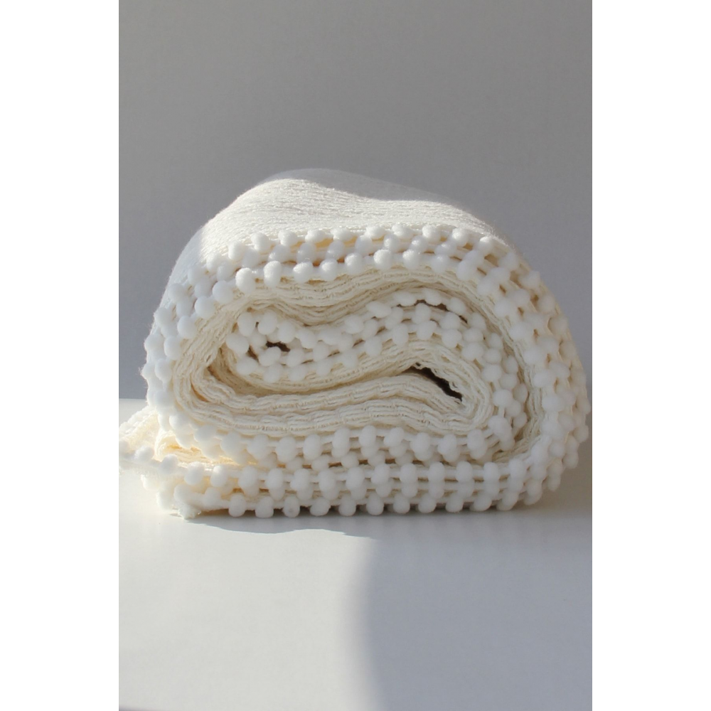 Örgü Desen Bebek Pikesi Organik Pamuk Bebek Battaniyesi Ekru 100x120 Cm