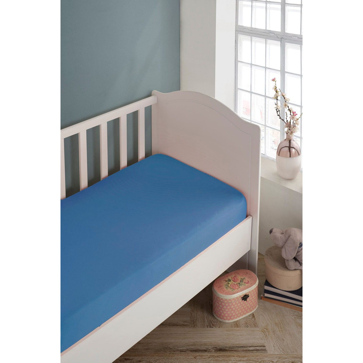 Bebek-çocuk Organik Pamuk Lastikli Penye Çarşaf 60x120 - 70x140 Uyumlu Mavi