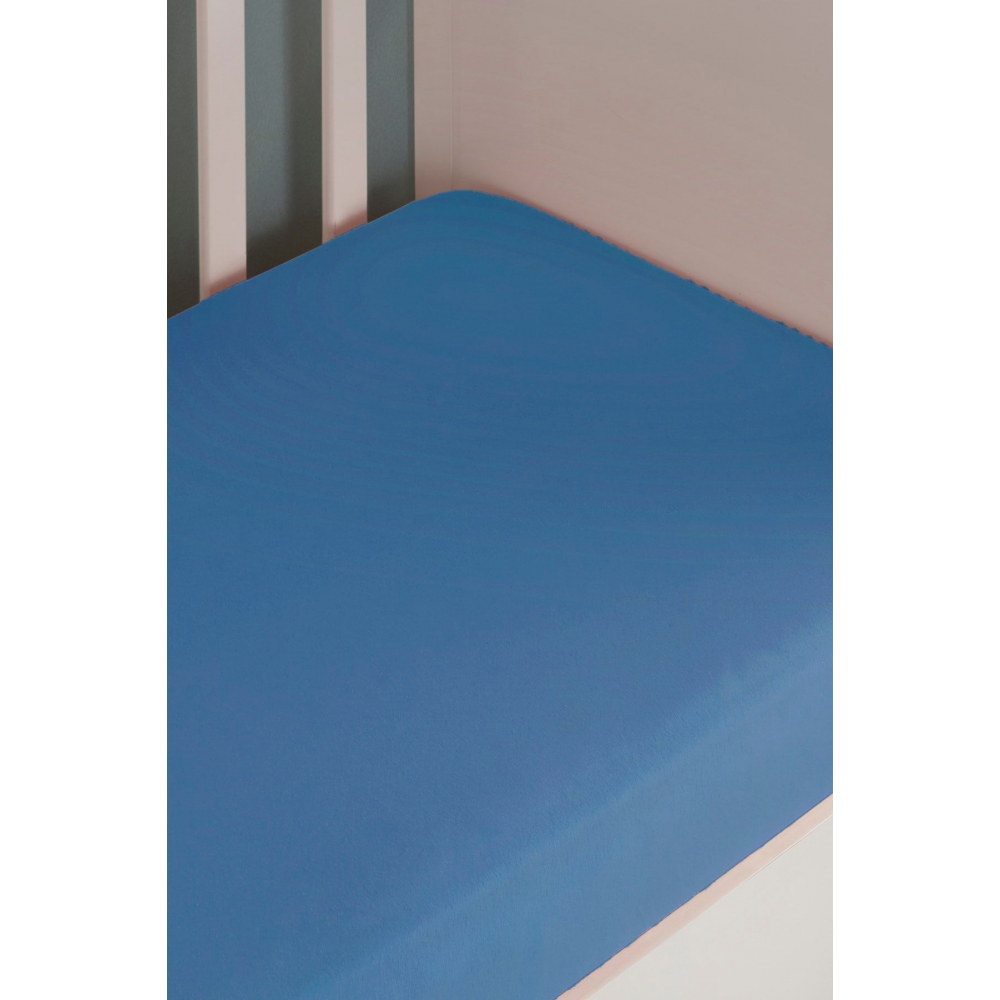 Bebek-çocuk Organik Pamuk Lastikli Penye Çarşaf 60x120 - 70x140 Uyumlu Mavi