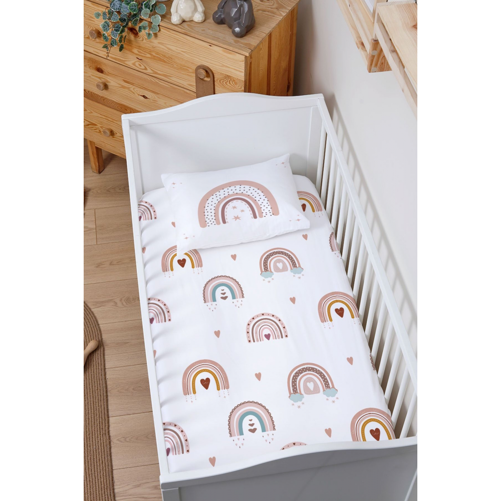 Pamuk Saten Lastikli Çarşaf (60X120 15) Yastık Kılıfı (35X45) - For Baby Serisi