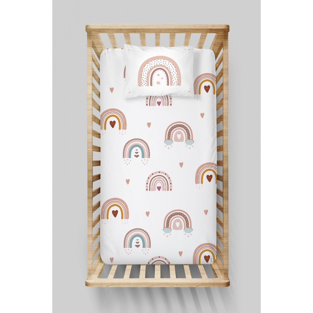 Pamuk Saten Lastikli Çarşaf (60X120 15) Yastık Kılıfı (35X45) - For Baby Serisi