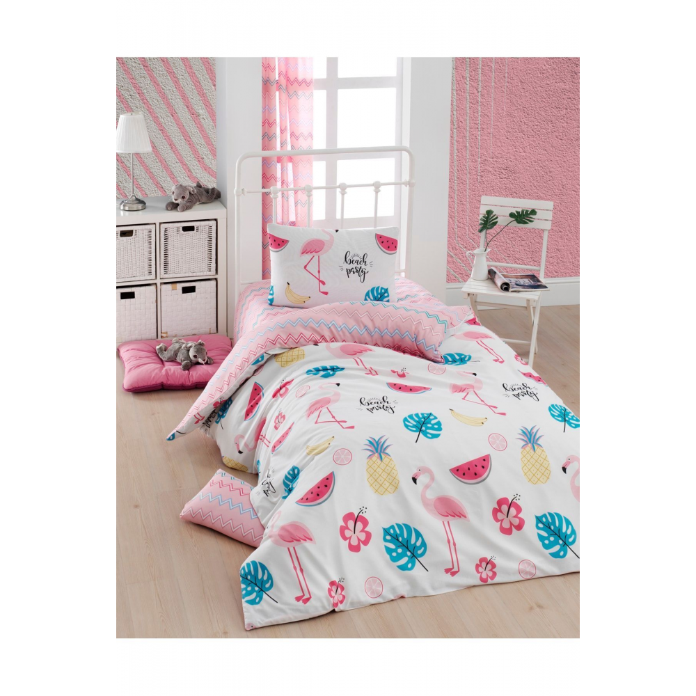 Kolay Ütülenir Nevresim Takımı Tek Kişilik Kokteyl Beyaz