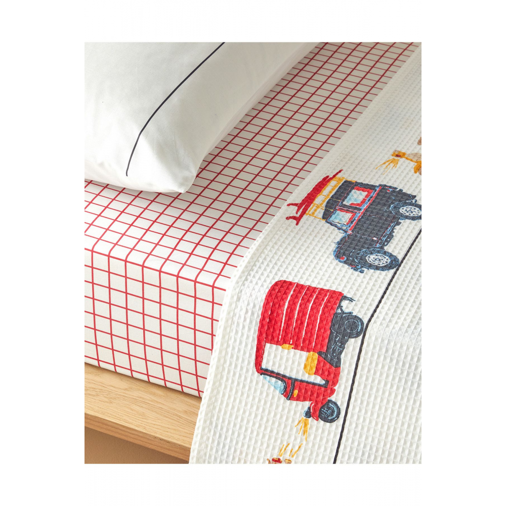 Dreamy Cars Pamuklu Çocuk Pike Takımı Kırmızı