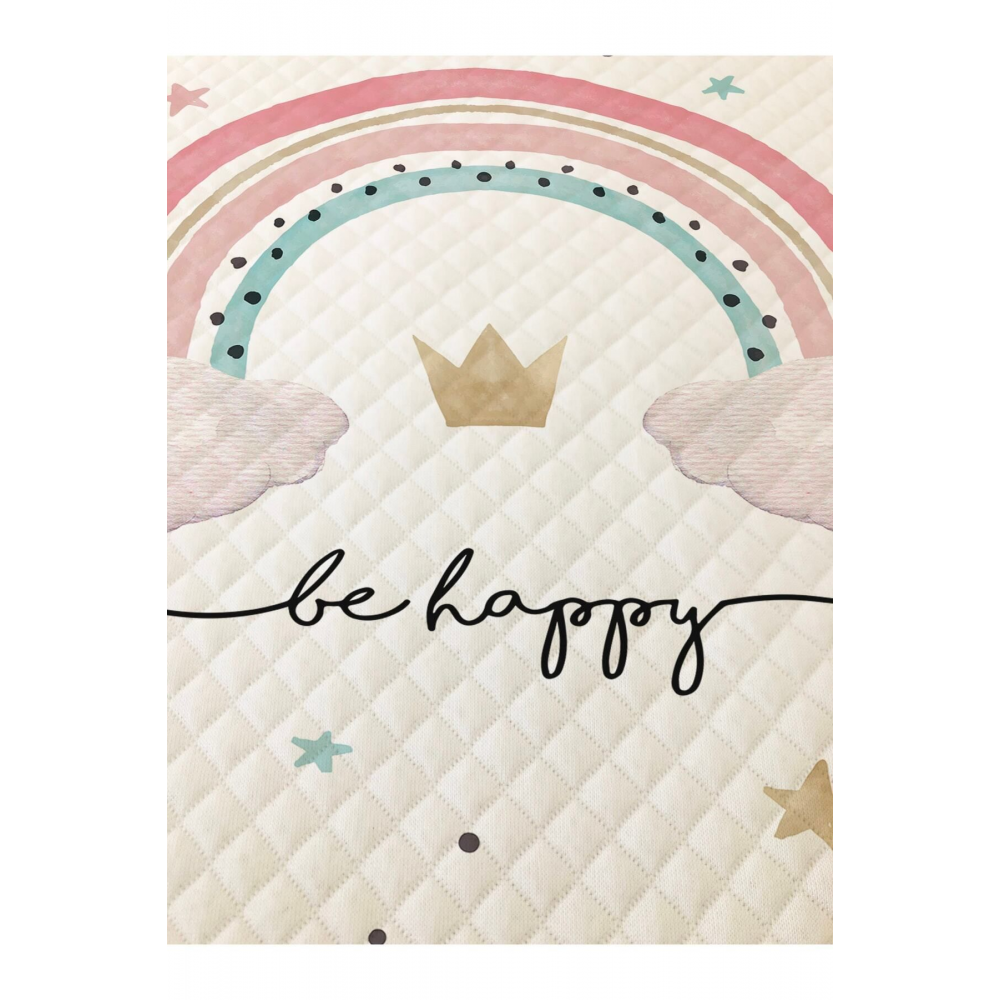 Gökkuşağı Desenli Bebek Ve Çocuk Baskılı Tek Kişilik Pike Takımı 160x230 Beyaz