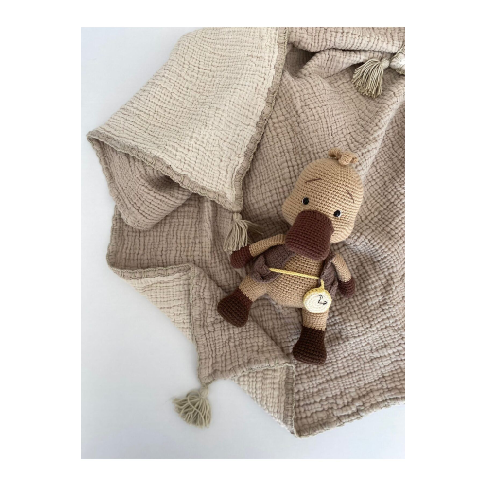 Vizon-ekru Bebek Müslin Örtü 100% Pamuk 4 Katlı Müslin