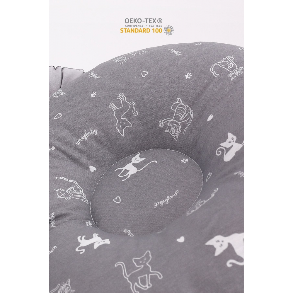 Babynest, Bebek Uyku Yatağı 0-2 Yaş - Gri Kedi Desen