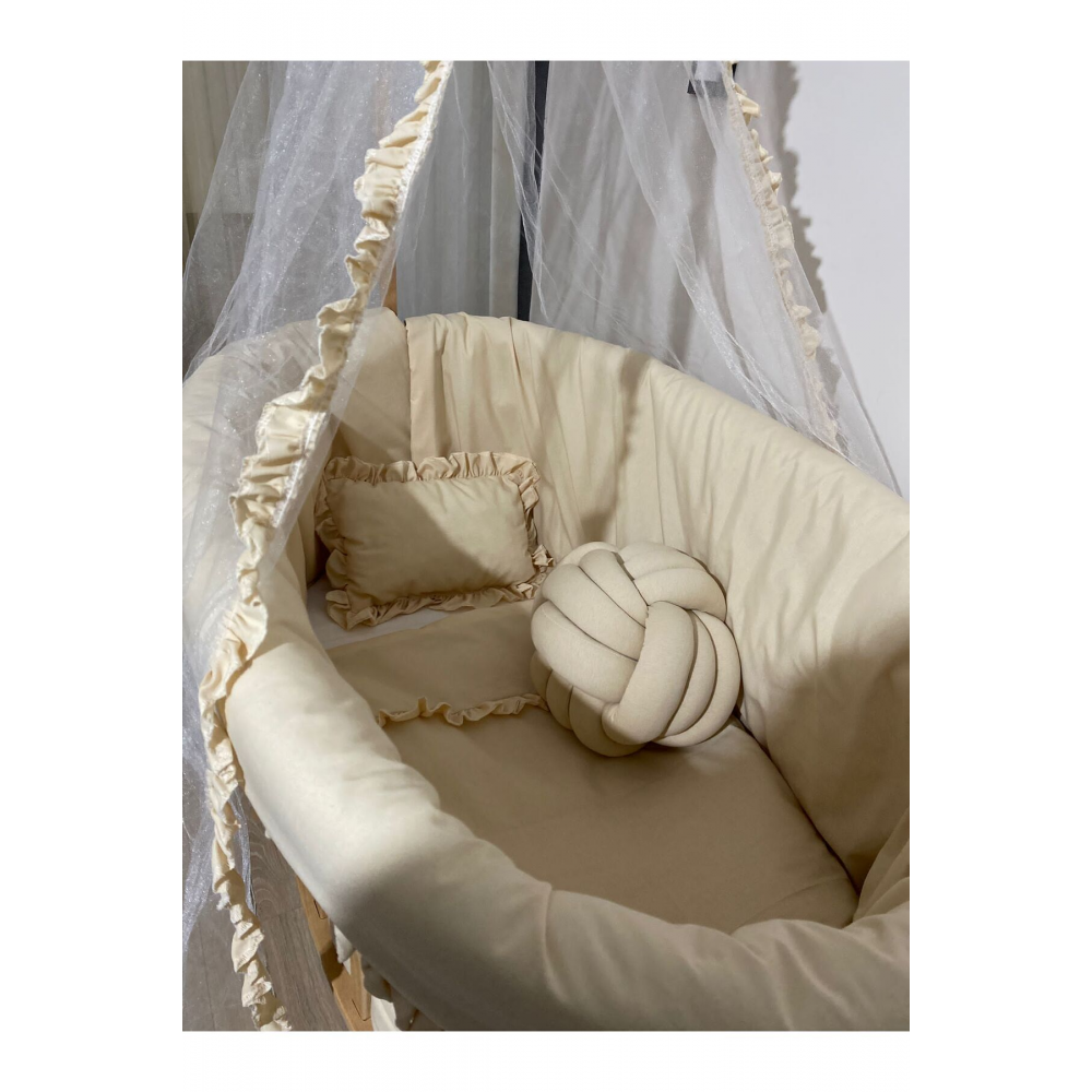 bej fırfırlı sepet beşik uyku seti