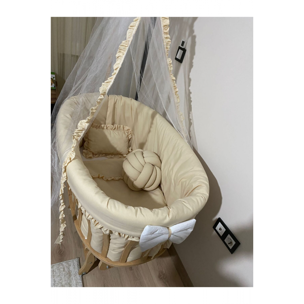 bej fırfırlı sepet beşik uyku seti