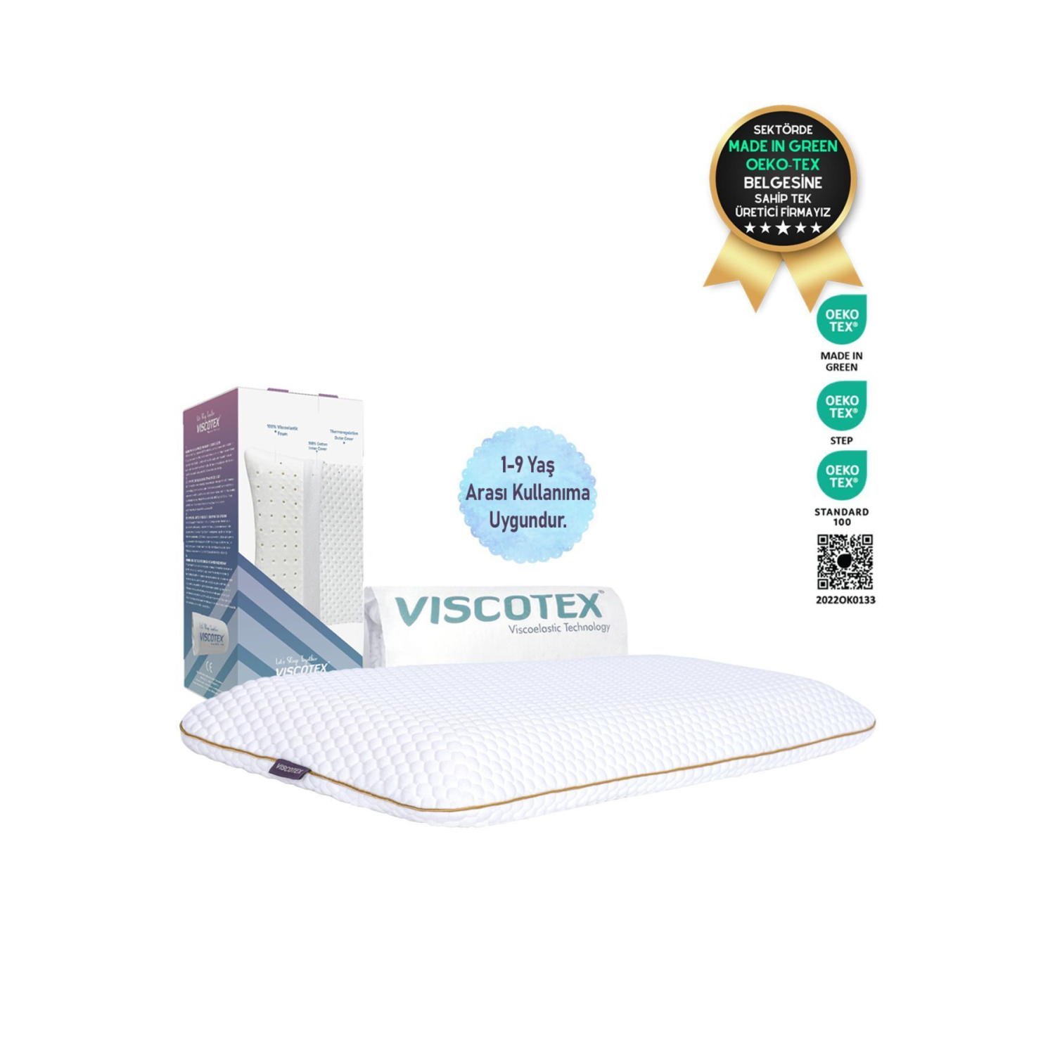 Ortopedik Çocuk Yastığı (SENSİTİVE BABY) 66x33x6cm, Beyaz