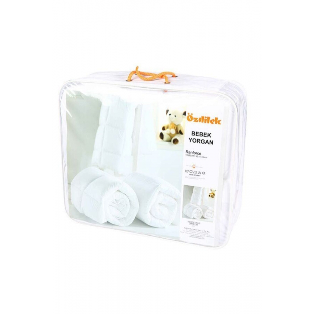 Bebek Yorganı  Pamuklu Ranforce Kumaş Silikon Elyaf 95x145 Cm