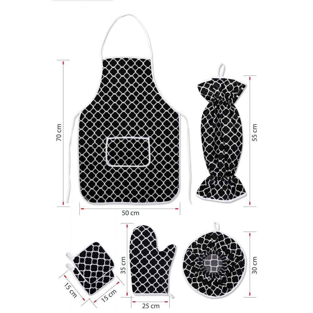6 Parça Mutfak Seti & Mutfak önlüğü , Fırın Eldiveni , 2li Tutacak , Organizer Poşetlik , Demlematik