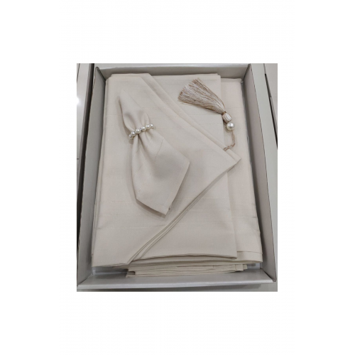 Colber 12 Kişilik Masa Örtüsü Takımı Bej Renk 26 Parça