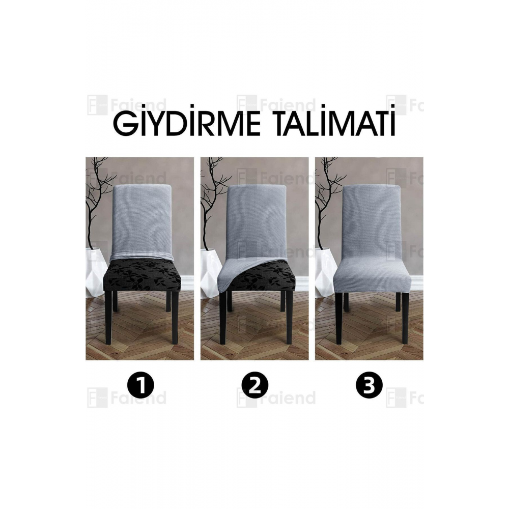 Gri Sandalye Kılıfı Yıkanabilir Likralı Esnek Lastikli Sandalye Örtü
