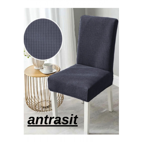 uytmLikra Kumaşlı Sandalye Örtüsü , Yıkanabilir Sandalye Kılıfı 1adet ANTRASİT