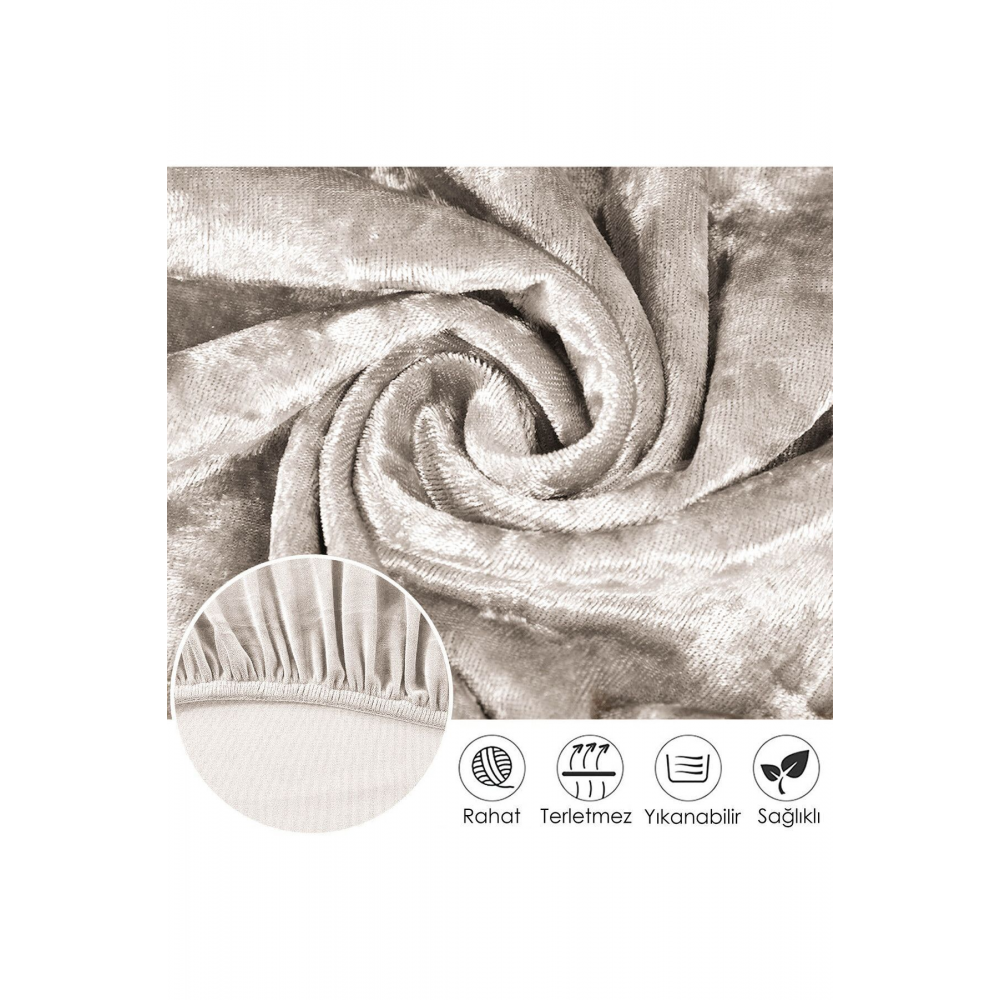 Yıkanabilir, Likralı , Kadife Oval Sandalye Kılıfı