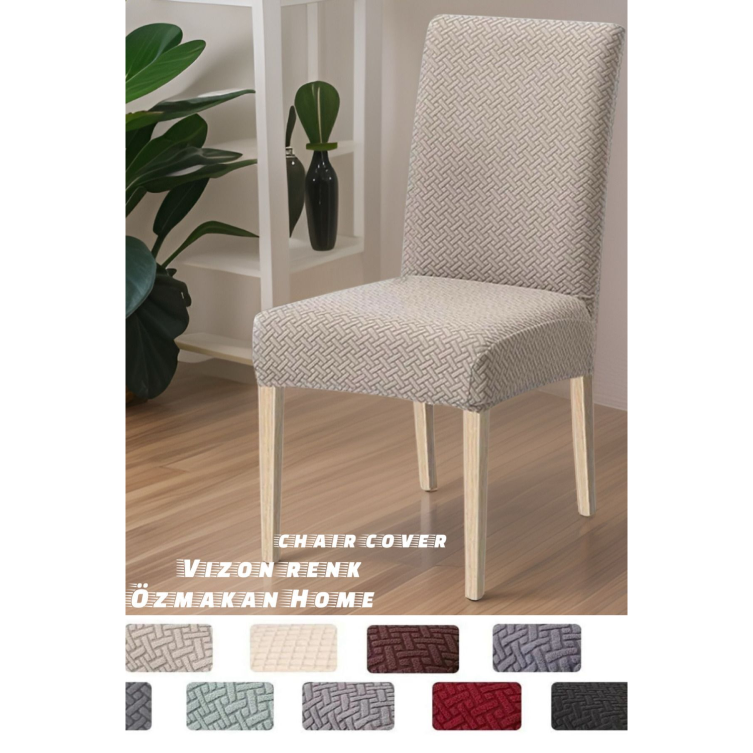 Yüksek Kaliteli Sandalye Kılıfı, Sandalye Örtüsü, Lastikli, Likralı , Yıkanabılır 1 Adet Vizon Renk