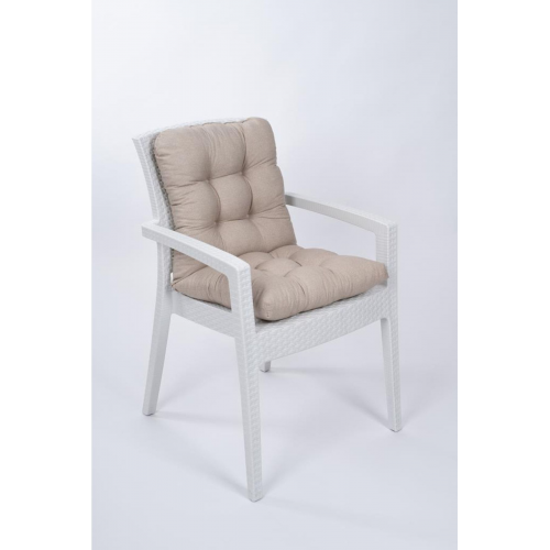 Candy Pofidik Arkalıklı Bej Sandalye Minderi Özel Dikişli Bağcıklı 43x88 Cm