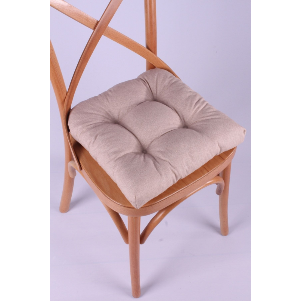 Lina Pofidik Bej Sandalye Minderi Özel Dikişli Bağcıklı 40x40 cm