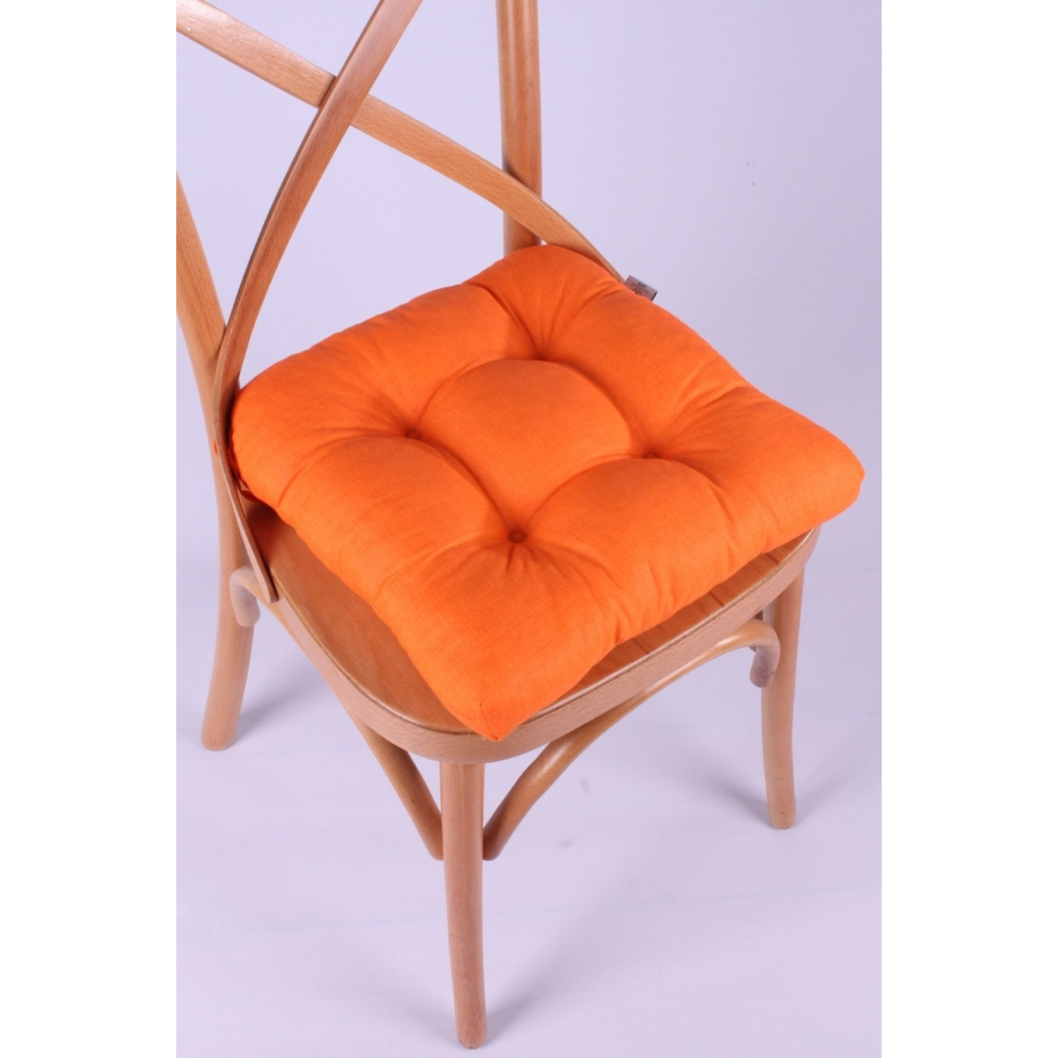 Lina Pofidik Turuncu Sandalye Minderi Özel Dikişli Bağcıklı 40x40cm