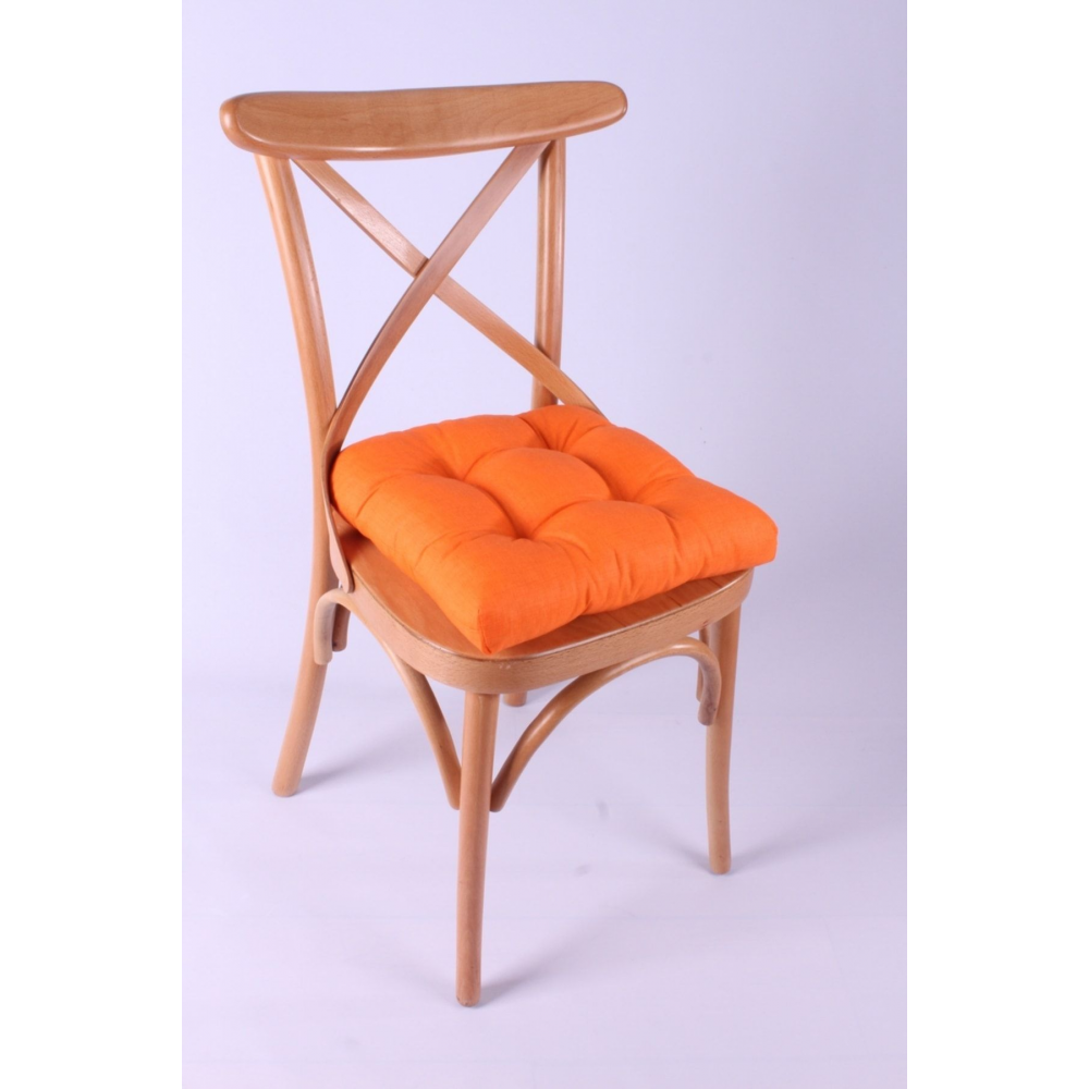 Lina Pofidik Turuncu Sandalye Minderi Özel Dikişli Bağcıklı 40x40cm